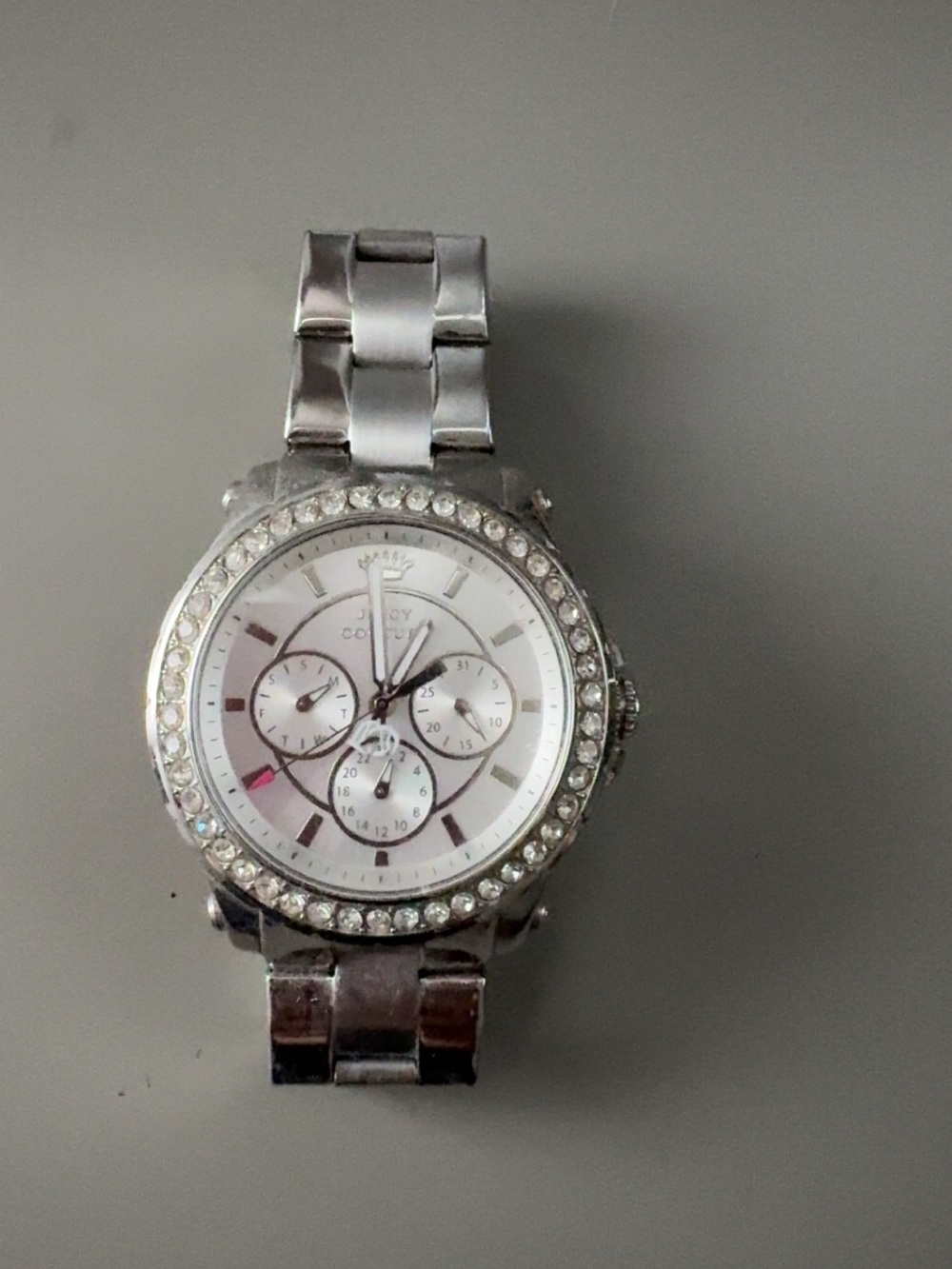 Juicy Couture Silver Crystal-Accent Women's Bracelet Watch - Elegant Silver Tone